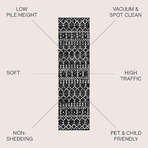 Miniatura 2 de JONATHAN Y - MOH101D-28 - Tapete marroquí Hype, estilo bohemio y clásico, sin desprendimiento, fácil de limpiar para interiores, dormitorio, cocina