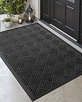 Vista 20 de DEXI - Tapete para puerta delantera para interiores y exteriores, tapete de bienvenida duradero y resistente, antideslizante, de perfil bajo, fácil