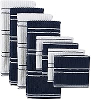 Vista 9 de DII Basic - Colección básica de rizo acanalado para cocina, azul, paños de cocina, 12 piezas
