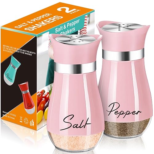 Salt and Pepper Shakers - 4 oz Pink Glass Set