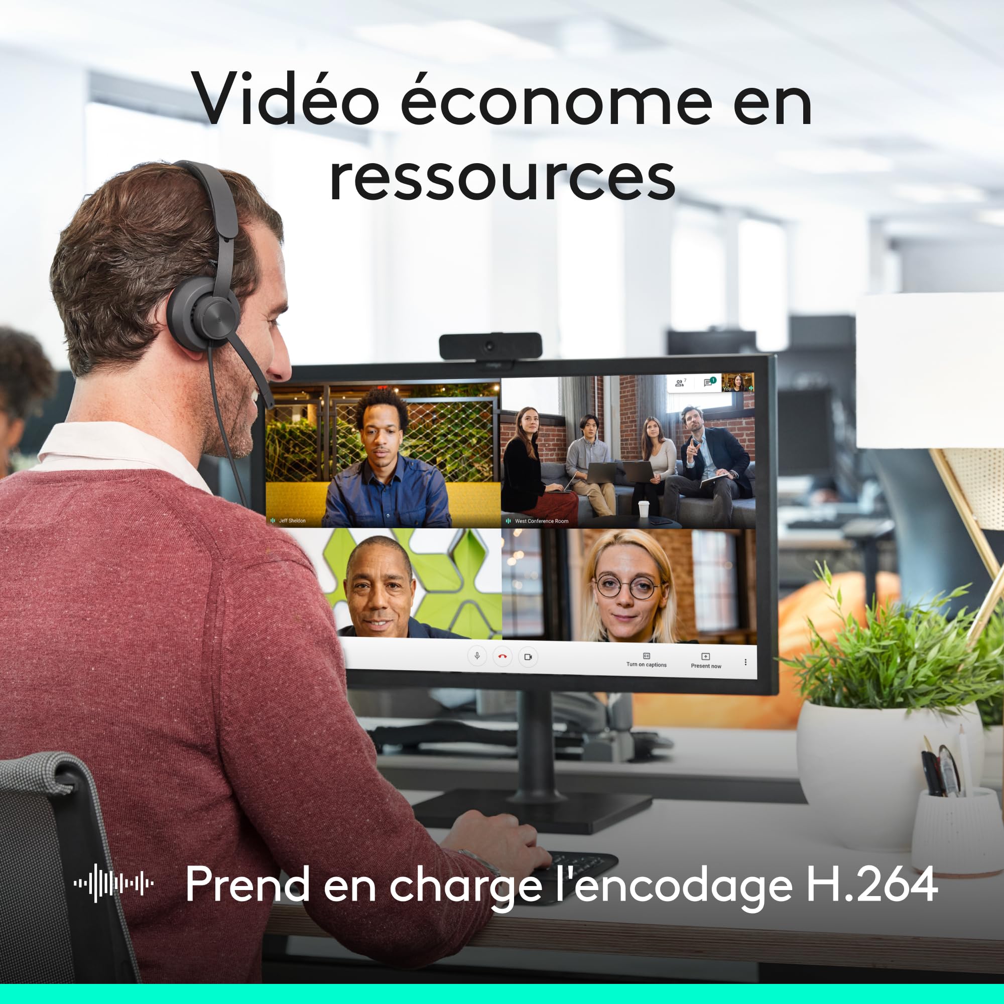 Logitech C925e, Webcam Professionnelle, vidéo HD 1080p/30 IPS, Correction lumière, autofocus, Son Clair, obturateur confidentialité, pour Microsoft Teams, Google Meet, Skype, WebEx, Cisco – Noir