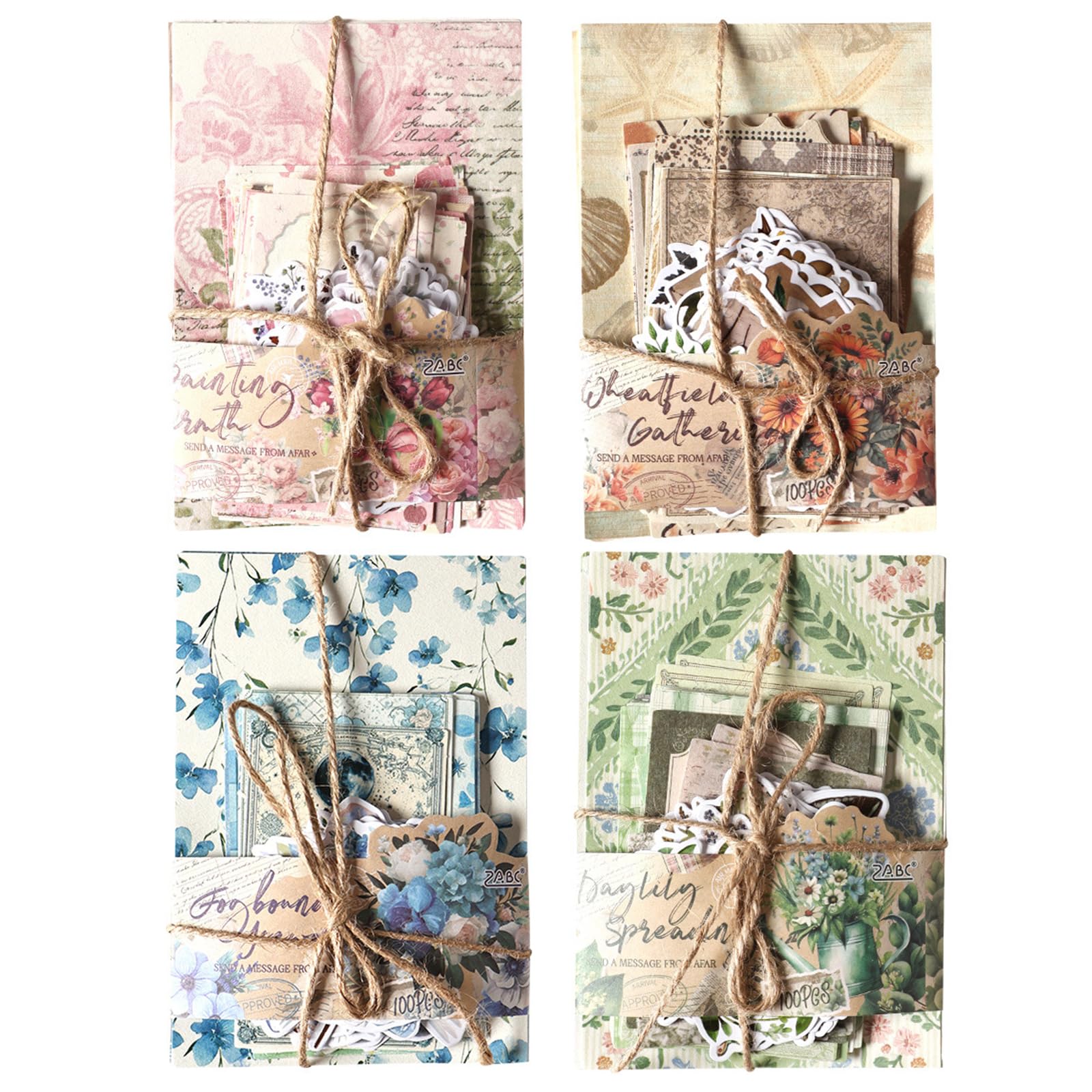 LEBKFT 400 Sheets Vintage Scrapbook Paper Kit, 3 Pack of Vintage Crafts Junk Journal Supplies Scrapbook Paper for DIY Scrapbooking Card Making and Decorative Crafts Mixed Media Collage Card (Type C)