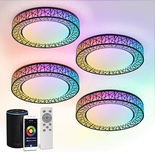 Miniatura 10 de ASD Lámpara LED de techo empotrada de 14 pulgadas, moderna lámpara de techo negra de 24 W, 1534 LM, 2700-5000 K, regulables, de bajo perfil, para