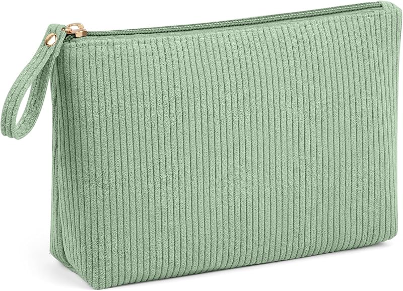 Necessaire de maquiagem MAGEFY em veludo cotelê, verde, tamanho pequeno