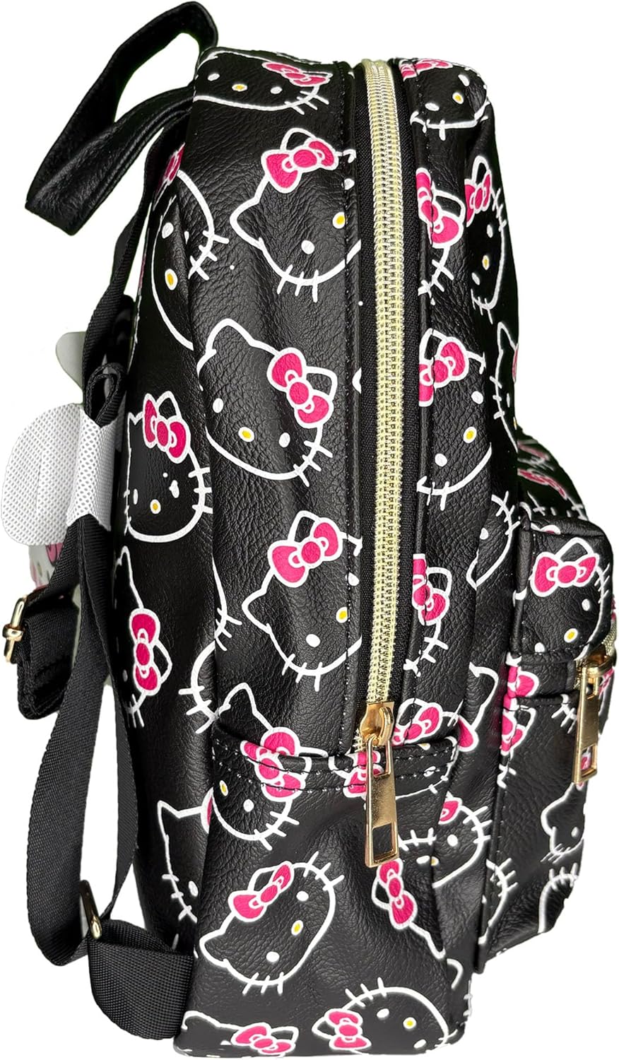 Fast Forward Hello Kitty With Bows All Over print 10"" Mini Deluxe Backpack with 1 Front pocket (Pink Bow), Small