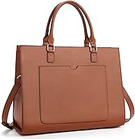 Vista 7 de BROMEN Maletín de cuero para mujer 15.6 pulgadas Vintage Laptop Shoulder Bag Business Tote Bolso de trabajo