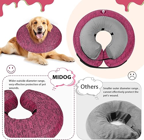Miniatura 11 de MIDOG Inflatable Dog Cone Alternative for After Surgery - Soft Protective Donut Collar Prevents Licking, Comfortable Recovery E-Collar Alternative
