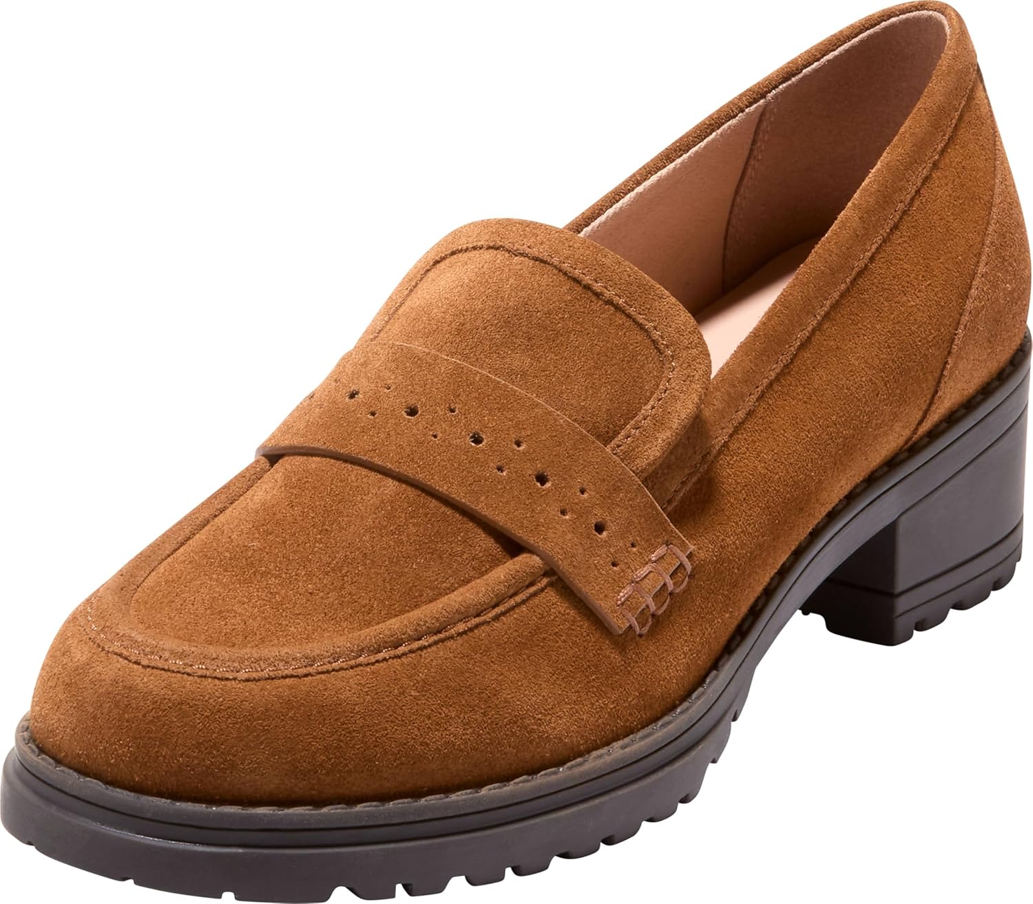 Cole Haan Women's Corrinne Lug Penny Loafers, Tobacco Suede, 5.5-B US