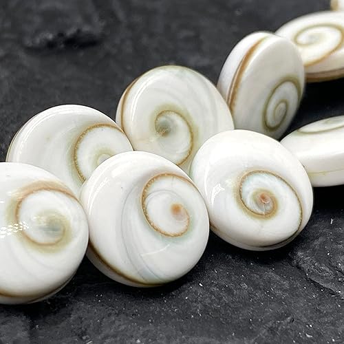 ABCGEMS - Cuentas de concha de ojo de Shiva indonesia blanco perlado (doble-dos conchas en una cuenta) Chakra Yin-Yang de doble energía para hacer