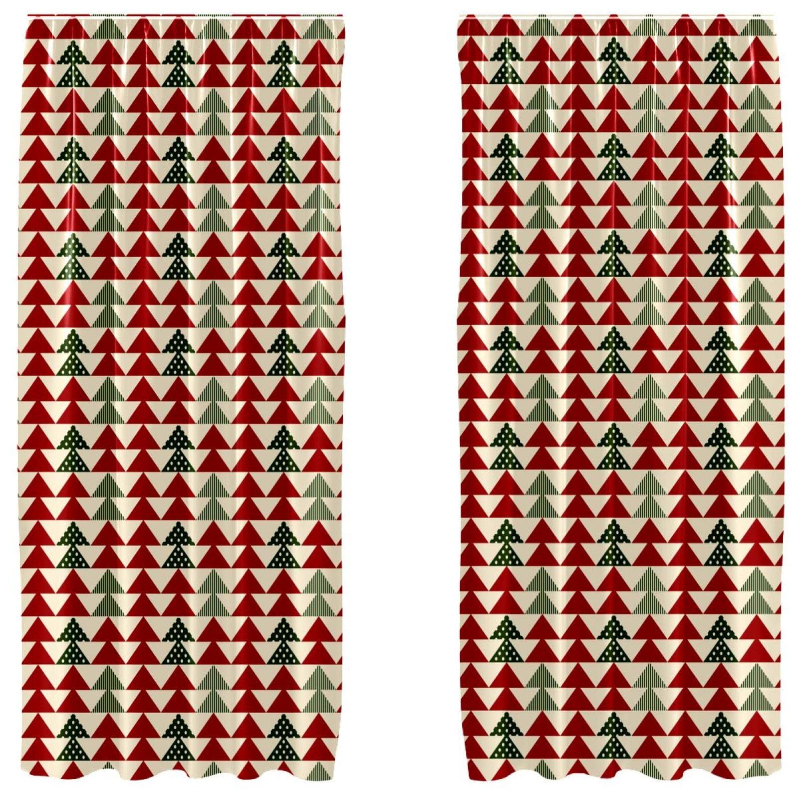 Cortinas de árbol de Navidad decorativas: 2 paneles de 55x84 pulgadas con bolsillo para barra