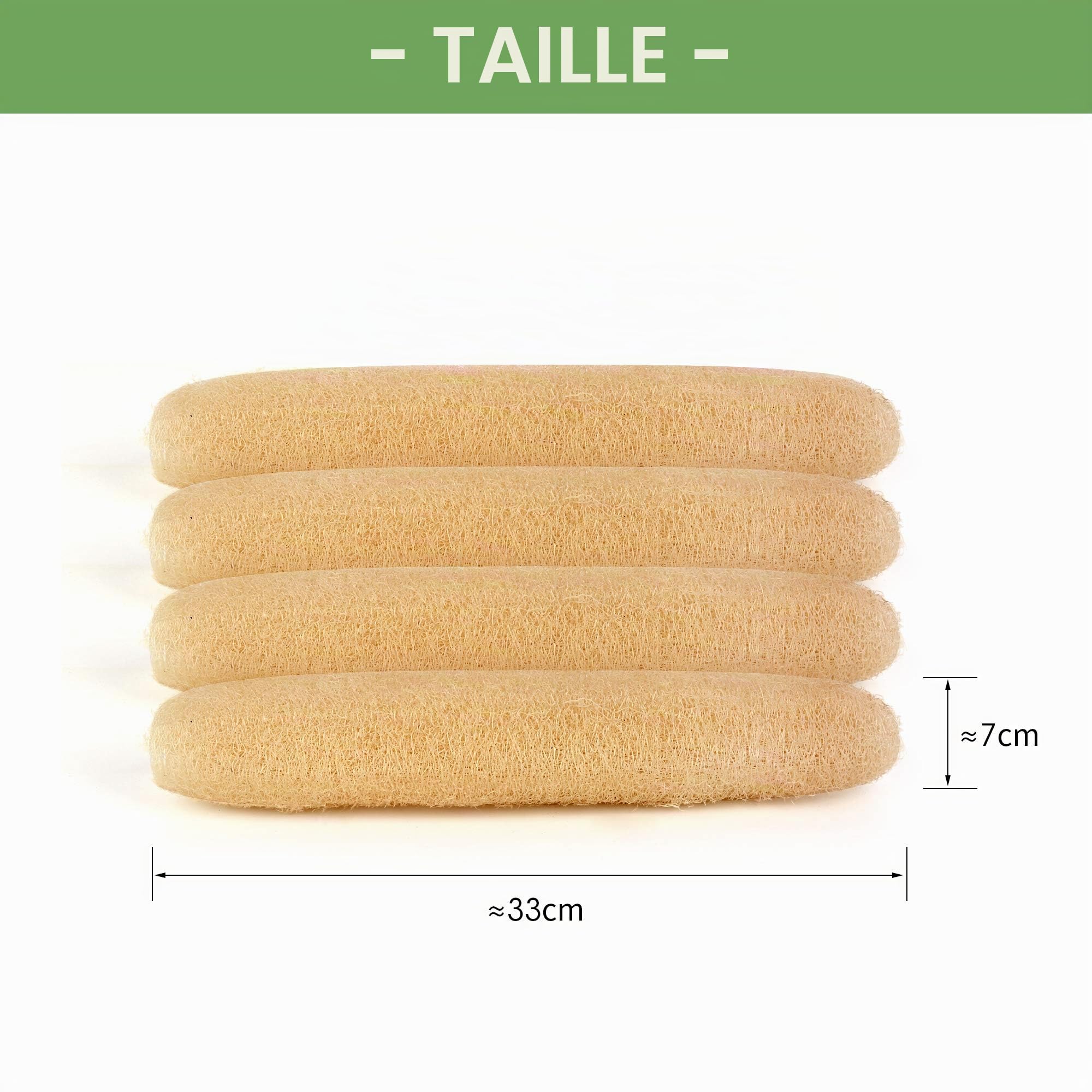 LOBO Lot de 4 éponges en luffa naturel pour le bain quotidien