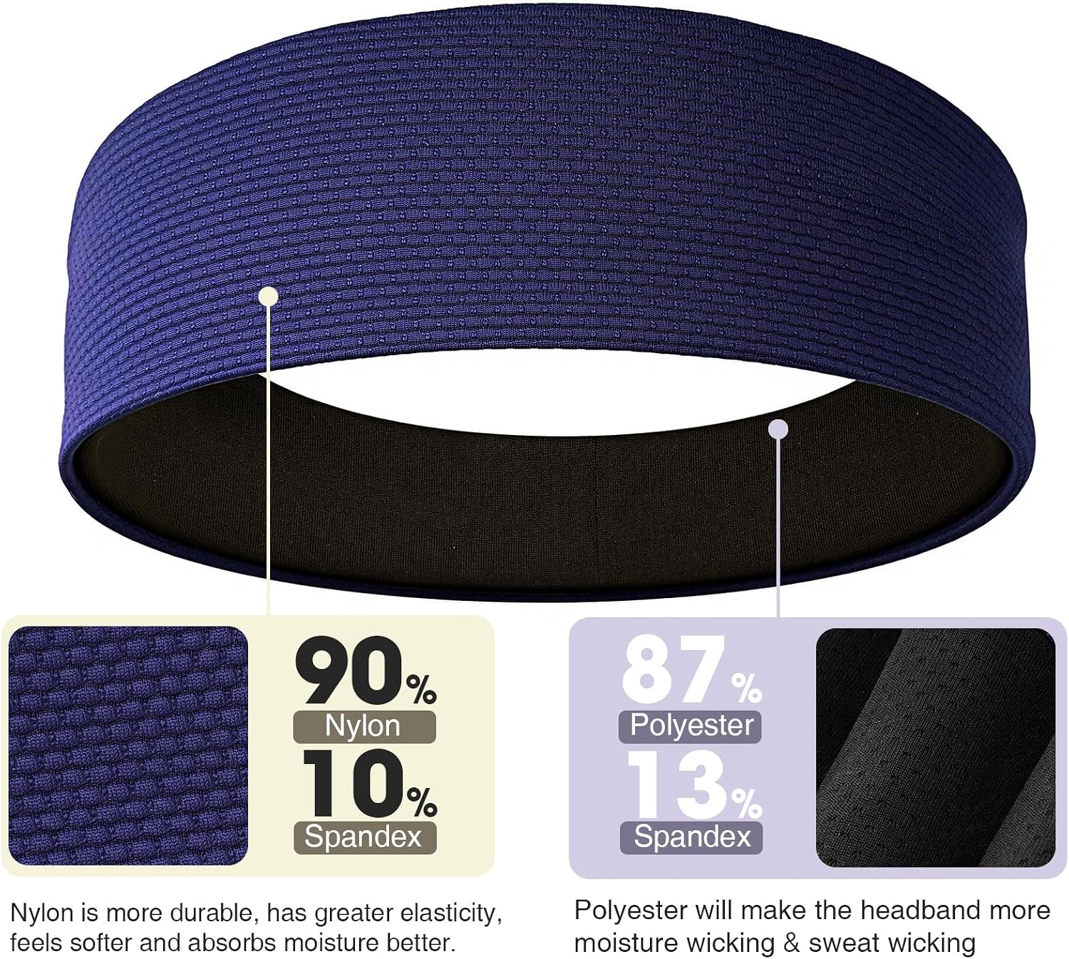 Braylin Men's Headband, 3-Pack Men's Sweatband, Sports Headband for Running, Cycling, Basketball, Fitness Workout, Unisex Headbands