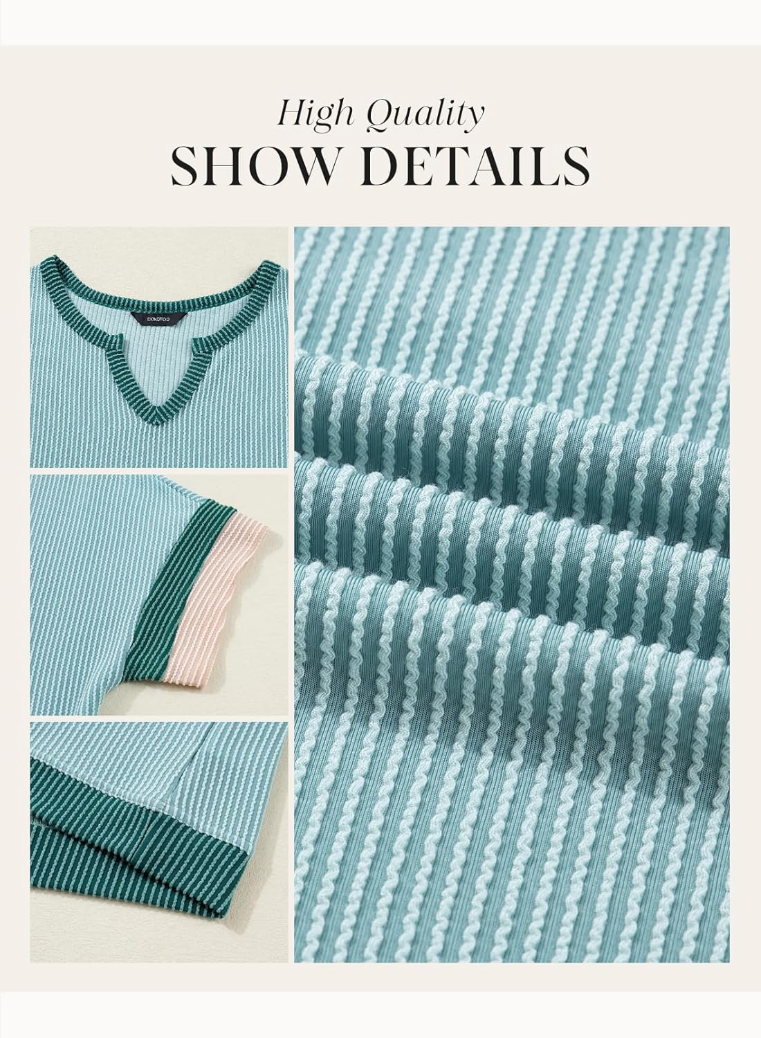 Dokotoo Womens Summer Tops 2026 Colorblock V Neck Short Sleeve T Shirts Dressy Casual Clothes Vacation Outfits - Image 6