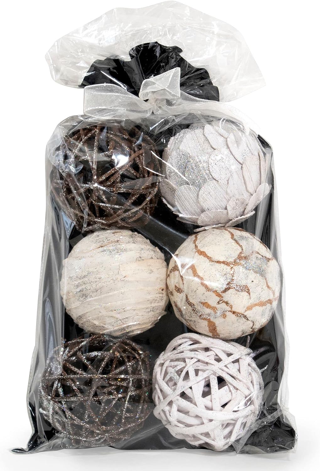 ANDALUCA Decorative Balls Bowl Filler Beige Orbs Floral Home Decor (Cocoa Floral)