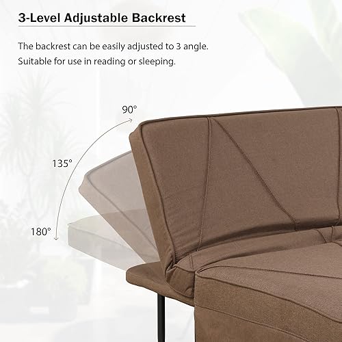 Miniatura 5 de Goohome Silla plegable otomana convertible 4 en 1 respaldo ajustable sofá cama sala de estar apartamento pequeño y adulto sofá cama marrón