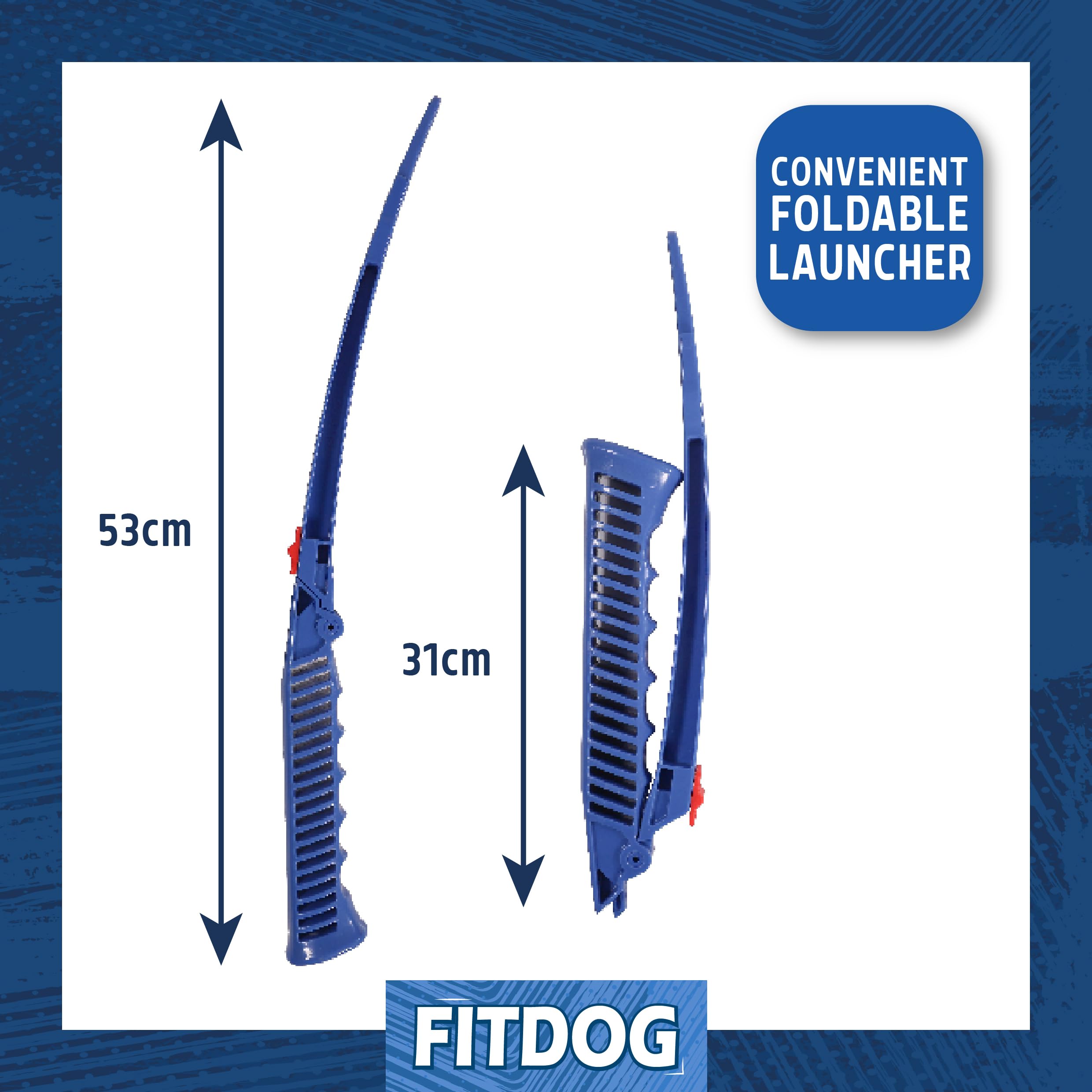 Rosewood Fit Dog Rubber Spikey Ball Throw Toy with Foldable Launcher, Durable Outdoor Dog Fetch Toy & Flinger - Image 3