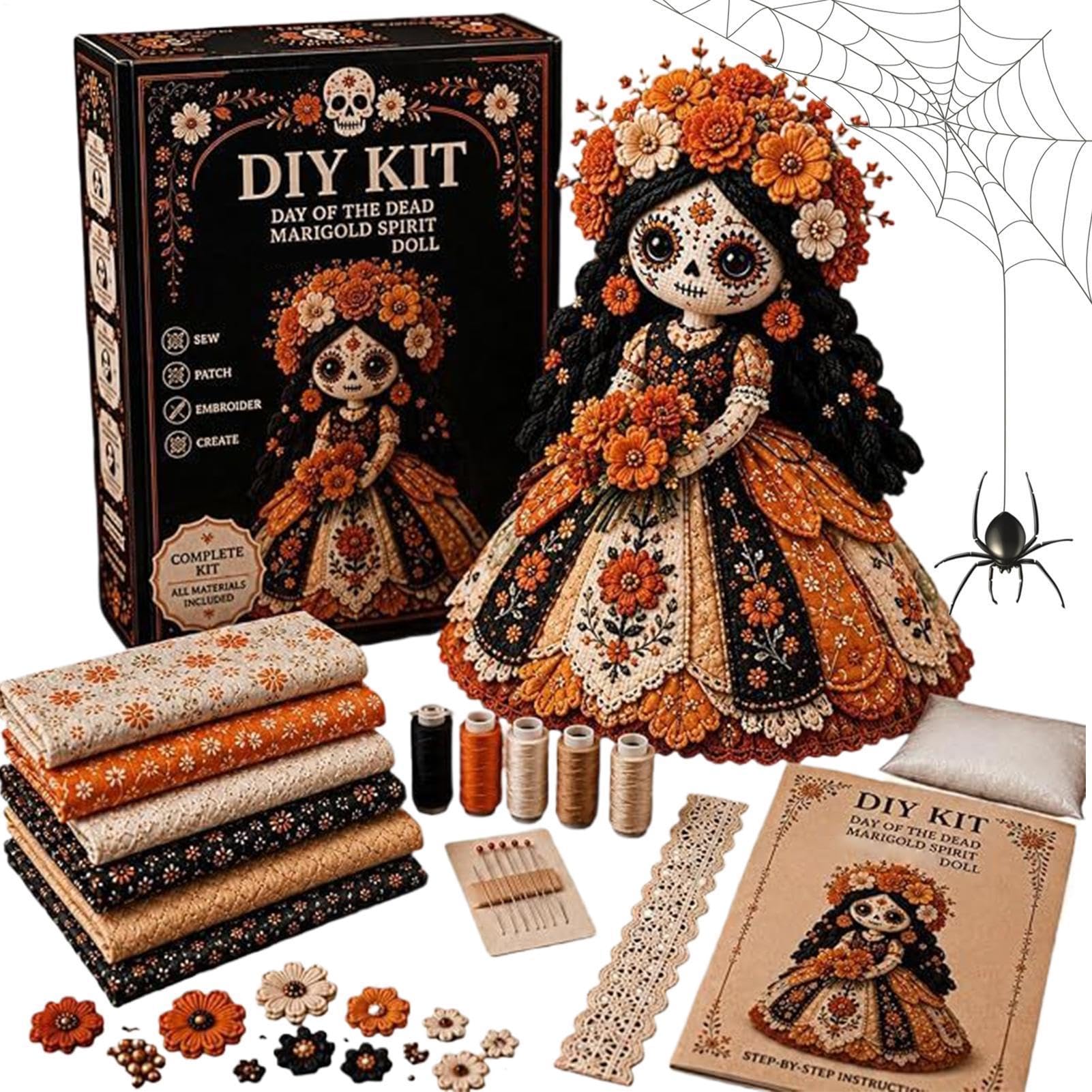 Halloween Patchworks Doll Set - 20cm Spooky Fabric Witch Home Decor
