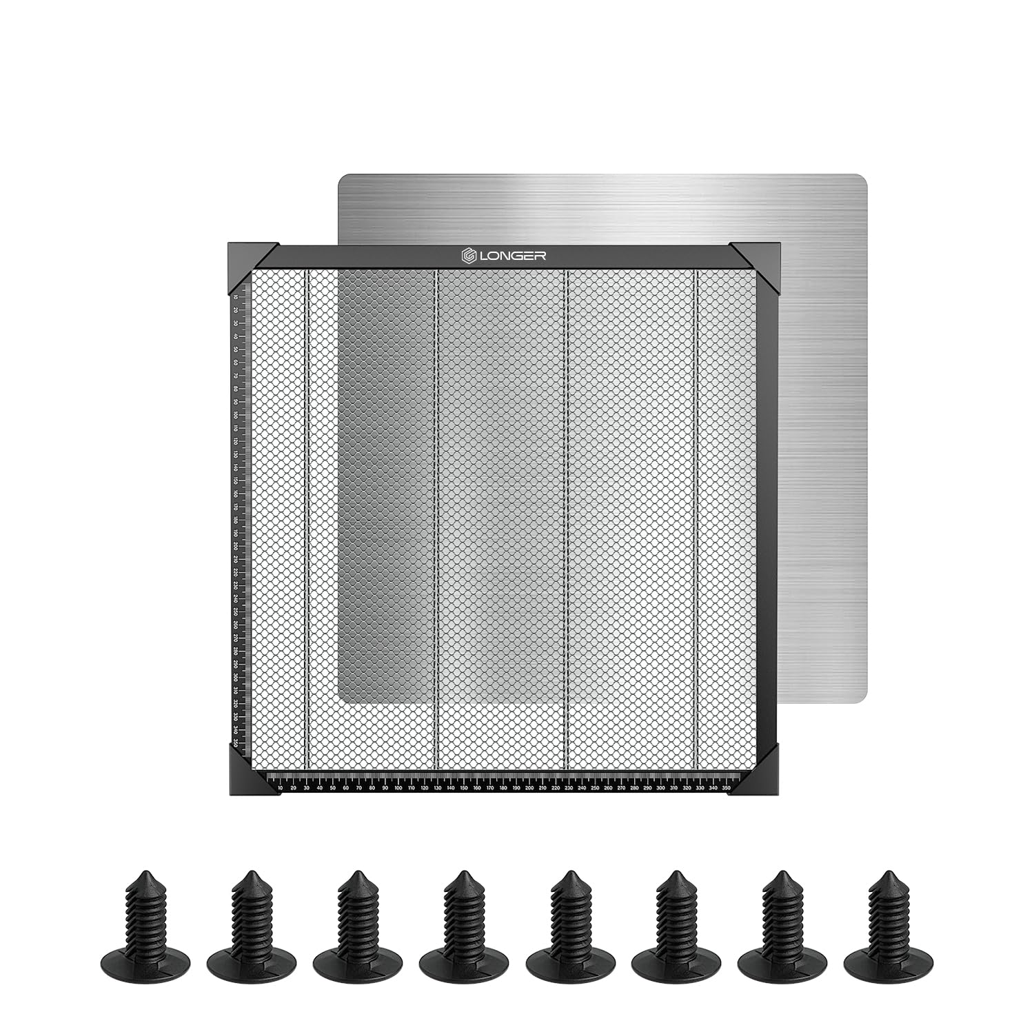 LONGER Plateau de travail nid d’abeille 400 x 400 mm – Table en aluminium pour graveur et découpeur laser CO2 et diode – Dissipation thermique rapide et protection du support