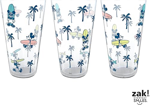 Miniatura 6 de Zak Designs Juego de vasos de plástico Disney duradero y apilable para bebidas diarias material sin BPA 24 onzas juego de 4 piezas Mickey Mouse