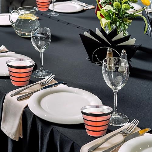 Miniatura 3 de Gejoy 100 vasos de plástico con borde de 9 onzas, vasos de vino desechables transparentes a granel, vasos de plástico duro, elegantes vasos de