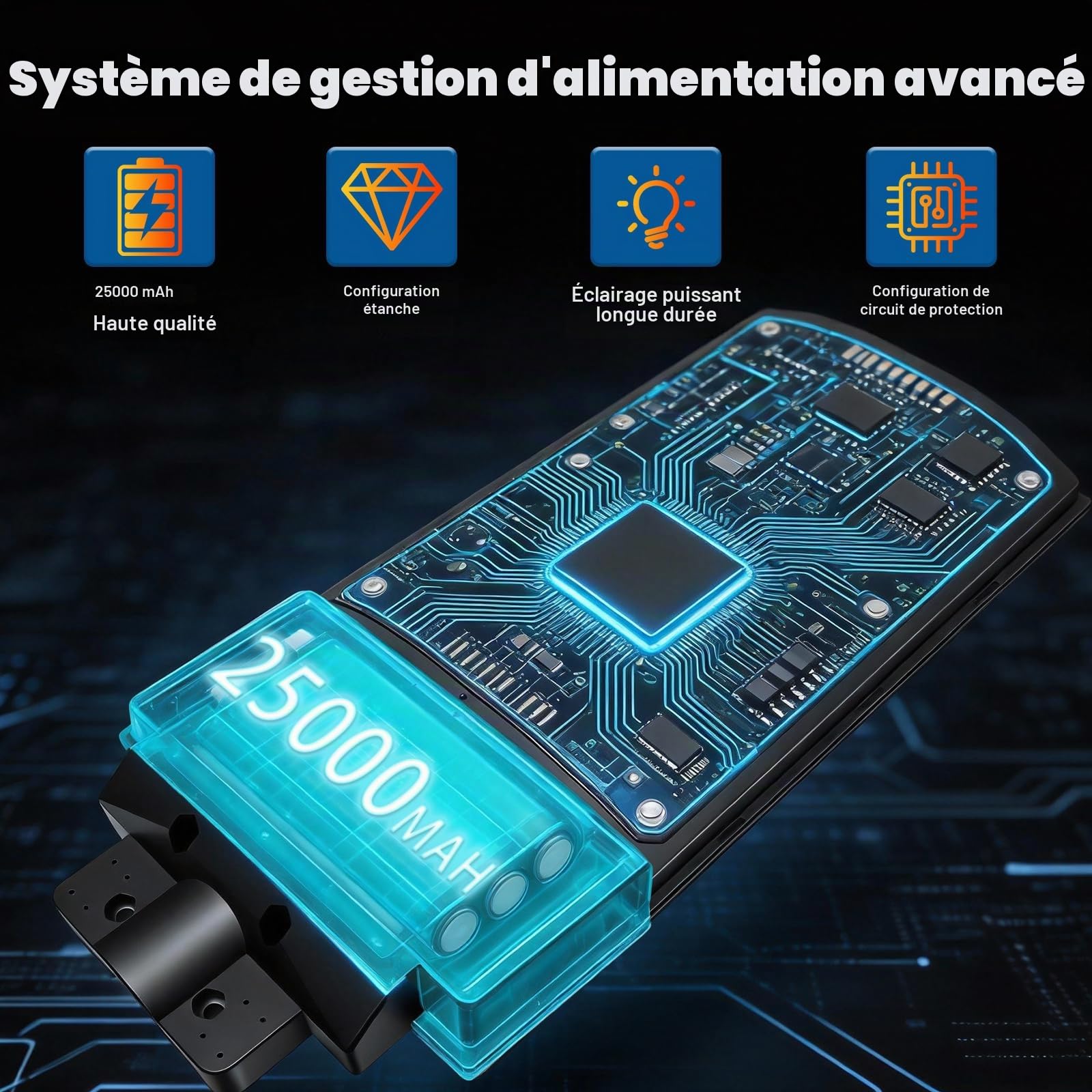 8000W Lampadaire Solaire Exterieur,6500K Lumiere Solaires avec Détecteur de Mouvement,IP66 Étanche Spot Solaire Puissant Projecteur LED Exterieur pour Jardin, Yard, Parking Lot