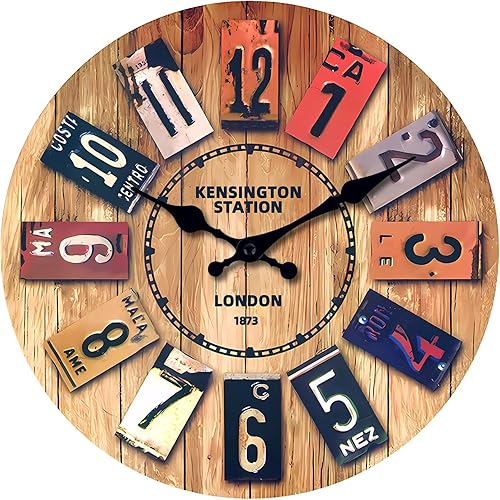 MOVEBEST Reloj de cuarzo silencioso minimalista moderno, funciona con pilas, fácil de leer, reloj de pared retro de 12 pulgadas para baño, sala de