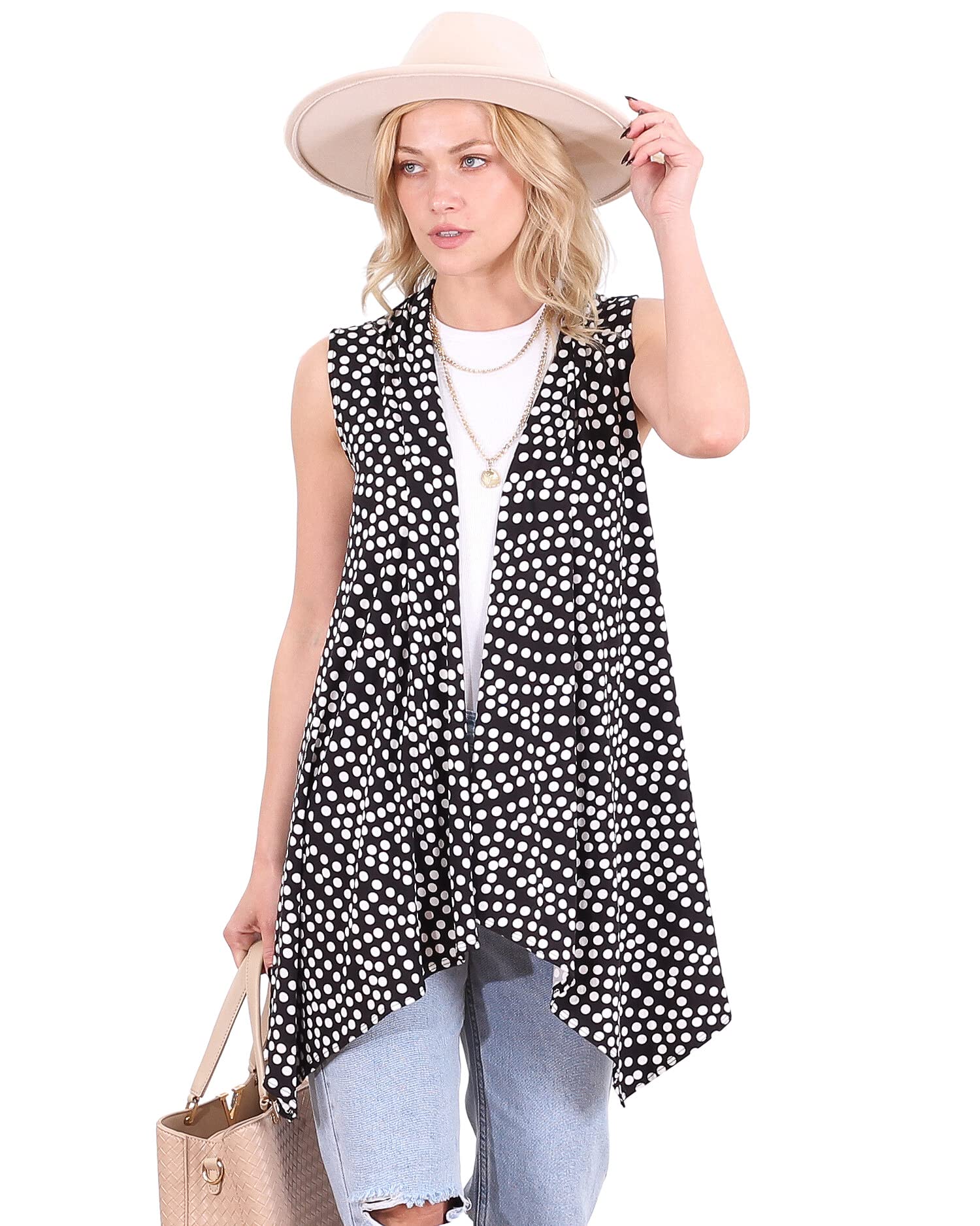 Women's Sleeveless Long Duster Cardigan Vest - Lightweight Open Front Summer Cover Up, Plus Size Options - View #8