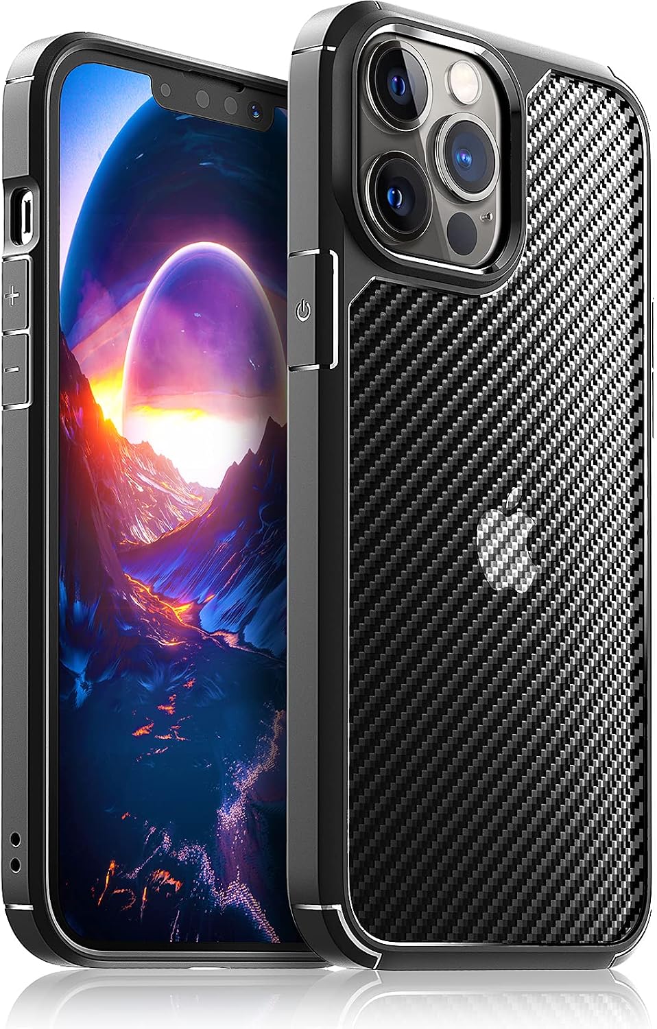 Facbiny Compatible with iPhone 13 Pro Max Case, Carbon Fiber Series [Military Grade Drop Tested], Anti Fingerprints & Scratch, Translucent Slim Fit Shockproof Phone Case 6.7", Black