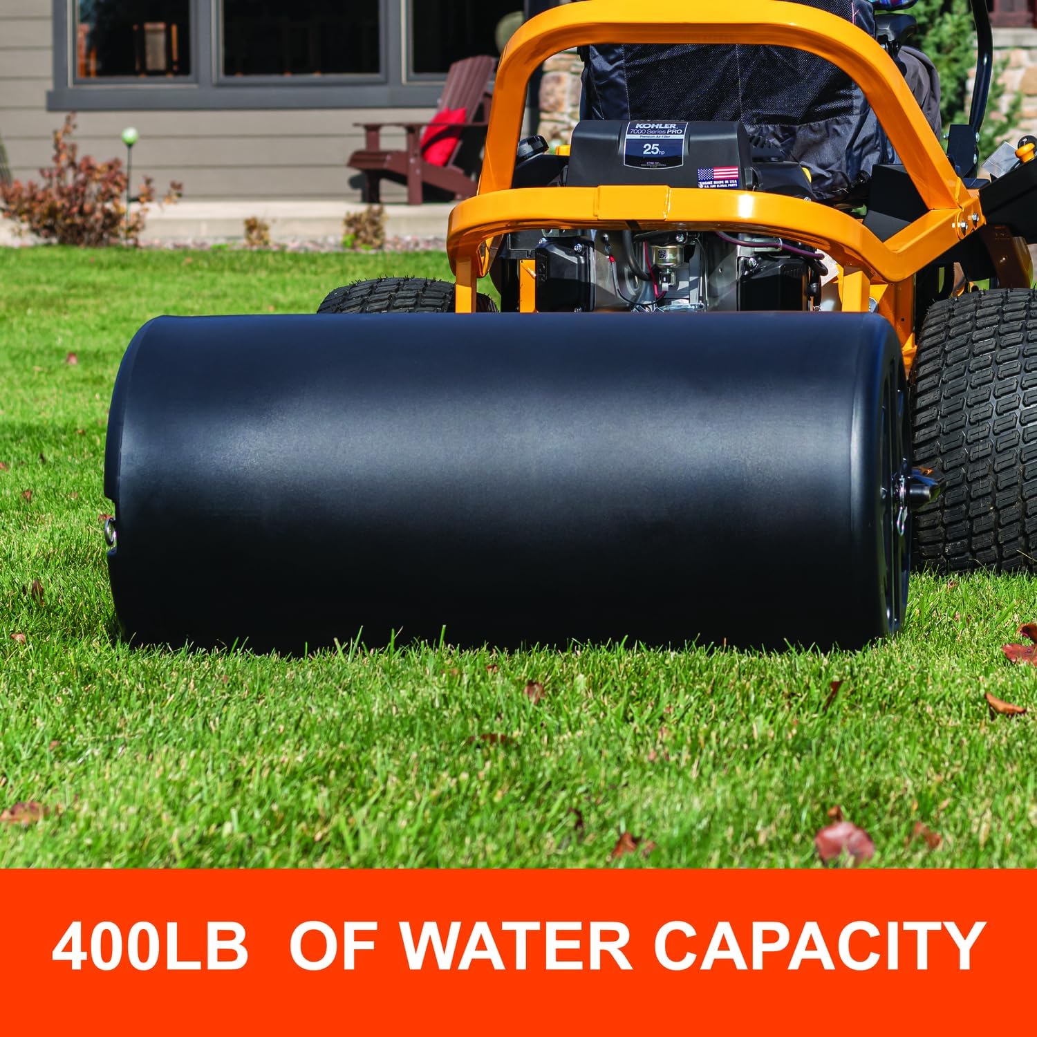 Agri-Fab 45-0606 18" x 36" Tow Behind Poly Lawn Roller 400 lbs weight with water, Poly Drum and Steel Frame, with Plug. Designed for Lawn and Garden Tractors