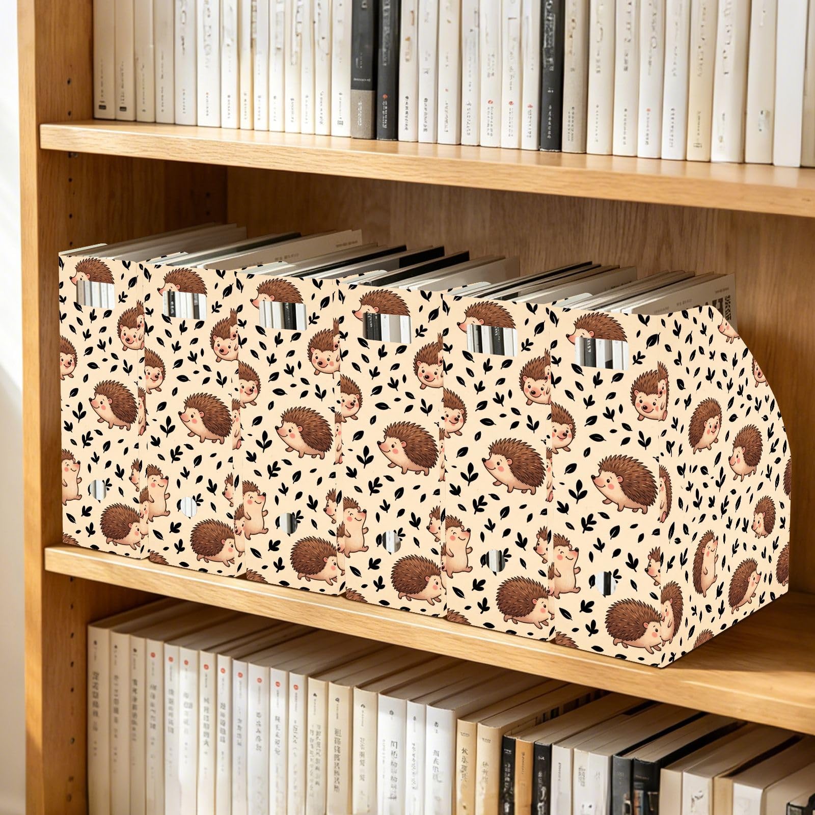 Organisateur de papier de bureau marron hérisson dessin animé
