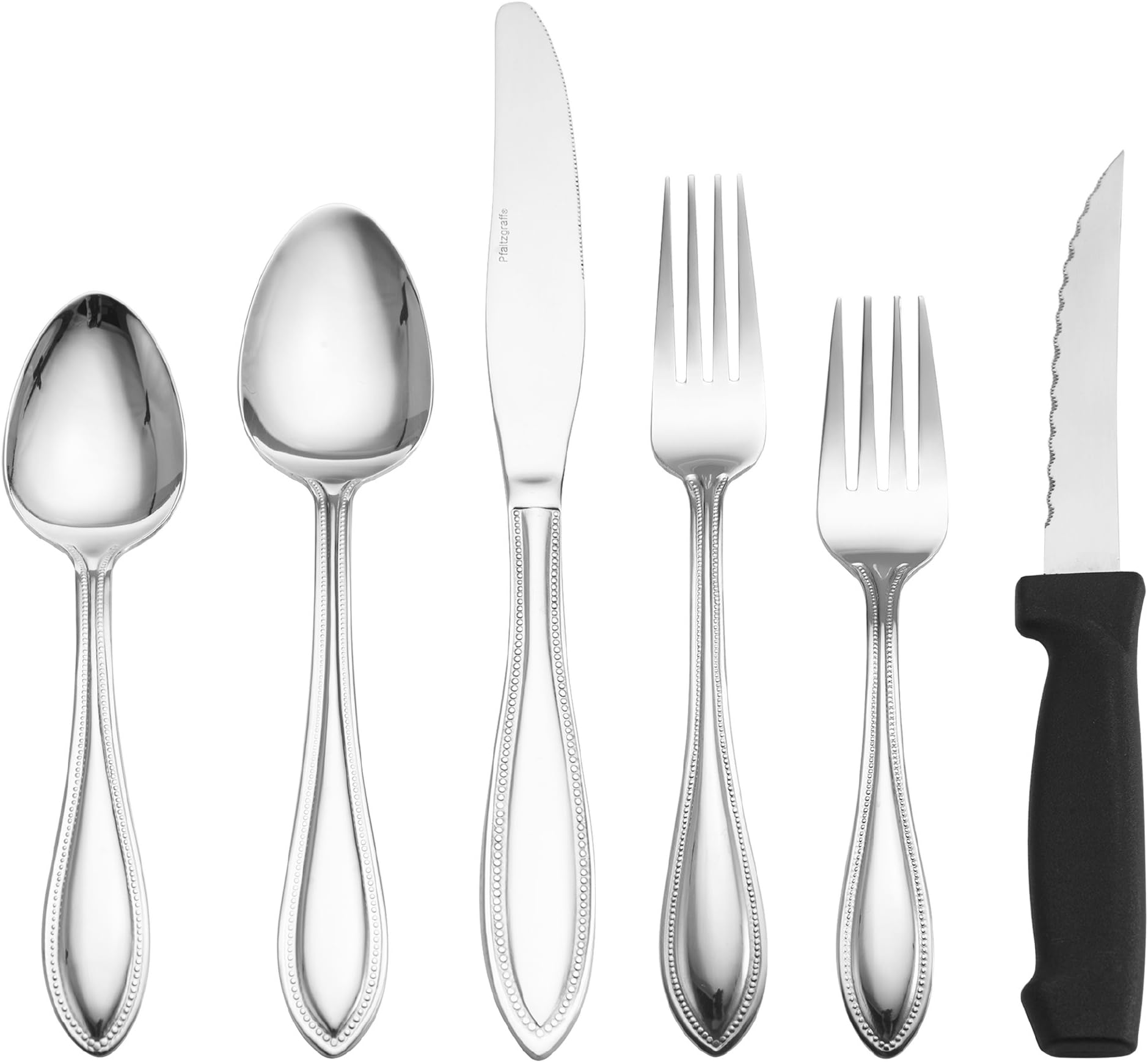 American Bead 102-Piece Stainless Steel Flatware Set with Serving Utensil Set, Service for 12