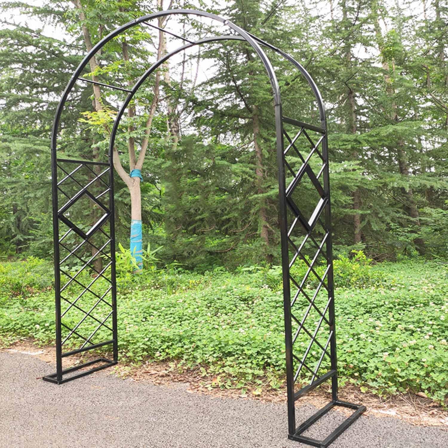 Metalowy łuk ogrodowy, stabilna altana różana z kratką do roślin pnących, łuk ślubny na trawnik, ogród, taras, szerokość: 140 cm, 180 cm, 200,7 cm, 221 cm, 241 cm, 261 cm, 280 cm, 299,7 cm, 320 cm