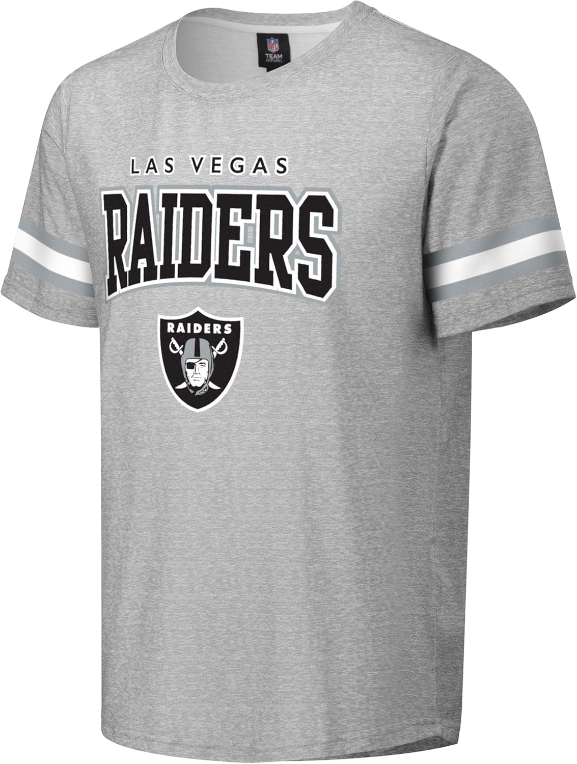 FOCO NFL Men's Officially Licensed Gray Team Color Primary Logo Arched Wordmark Performance Crewneck Short Sleeve T-Shirt - Image 2