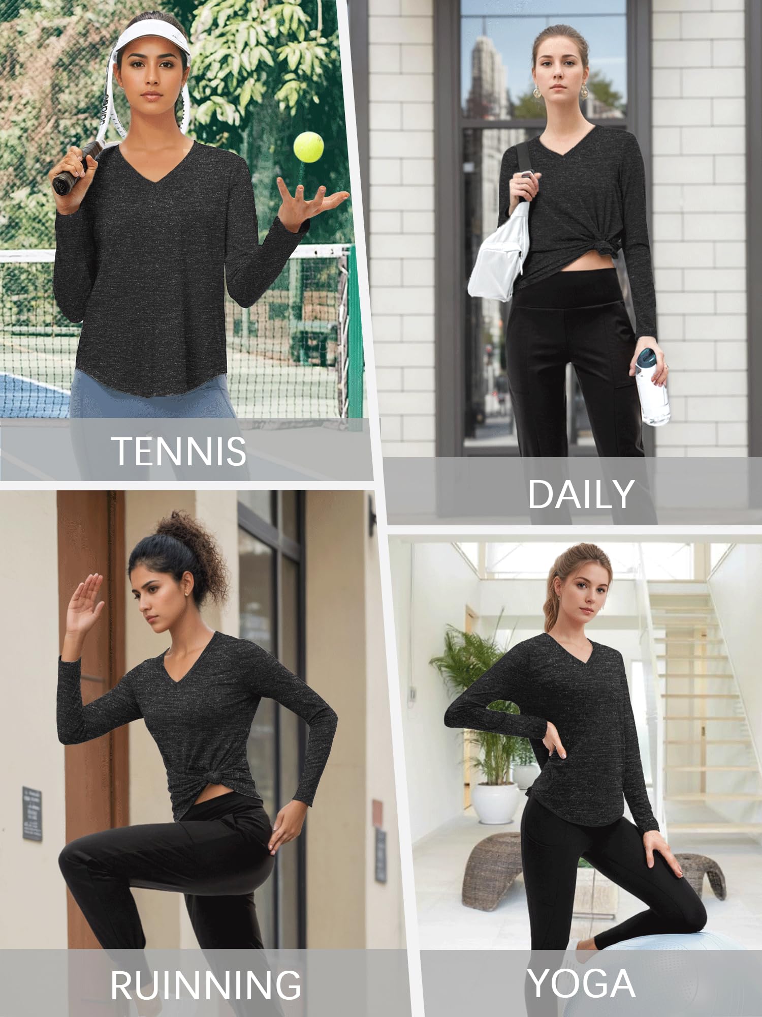 Maglietta sportiva da donna, a maniche corte, con scollo a V, UPF 50+, sportiva, traspirante, per allenamento, palestra, yoga