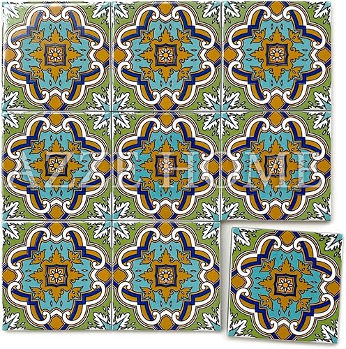 AZZEHOME - Azulejos de porcelana de 4 x 4 pulgadas, paquete de 10 productos hechos a mano, (no adhesivos) balcón, jardín, baño, cocina, cerámica disponible en Yaxa Colombia