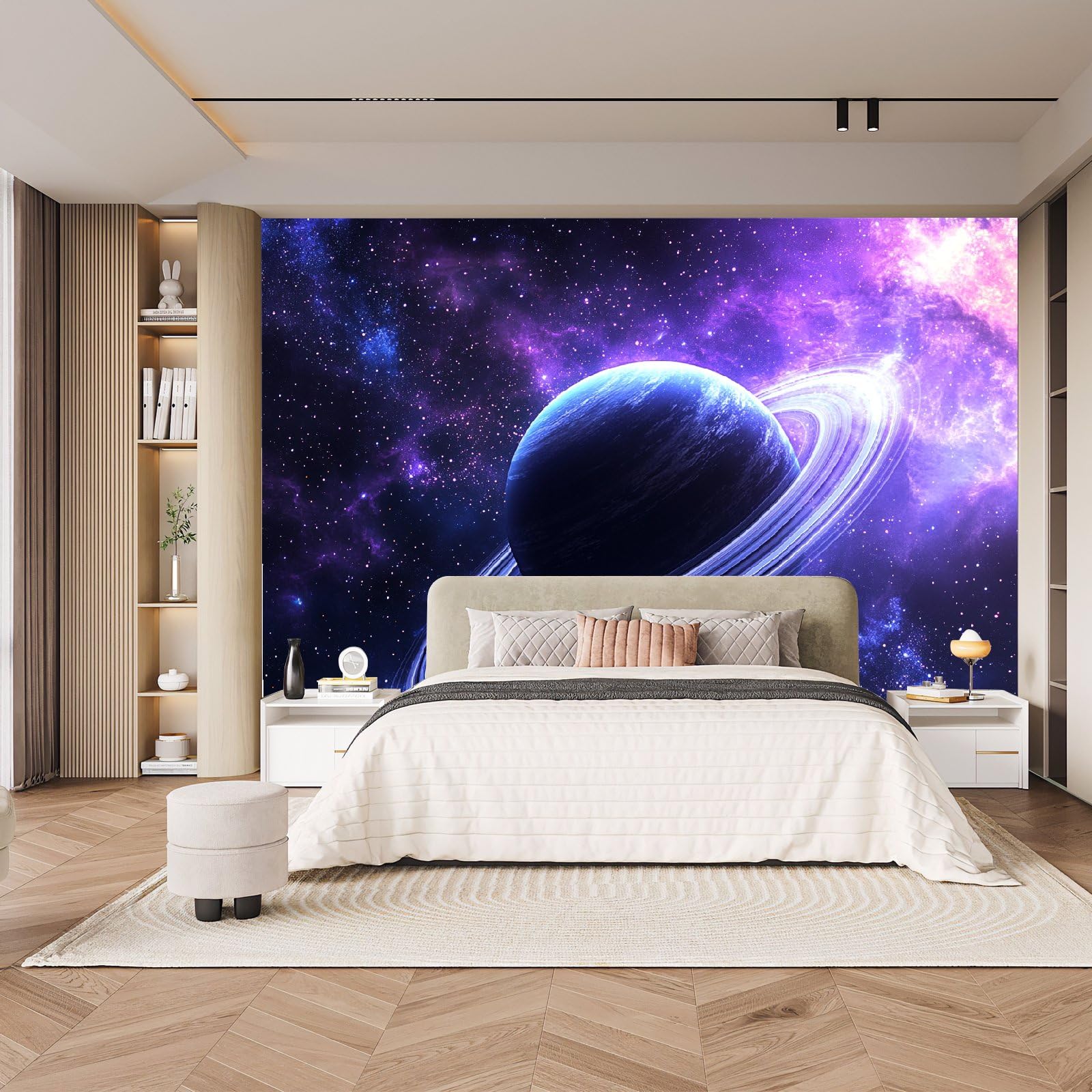 Fototapeta Saturn 250 x 175 cm, tapeta z włókniny XXL, nowoczesna tapeta ścienna, kosmos, planeta, salon, sypialnia, efekt 3D, dekoracja ścienna, galaktyka, do pokoju dziecięcego, jadalni