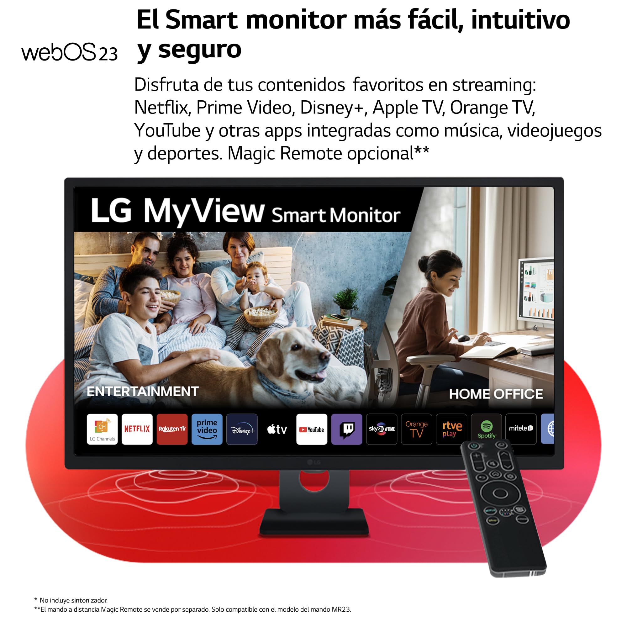 LG 32SR50F-B - Smart Monitor, 32", Pantalla IPS, 1920x1080, IPS, (16:9), webOS23, 250 nits, con Mando, Sin Cámara, Inclinación Ajustable, Negro