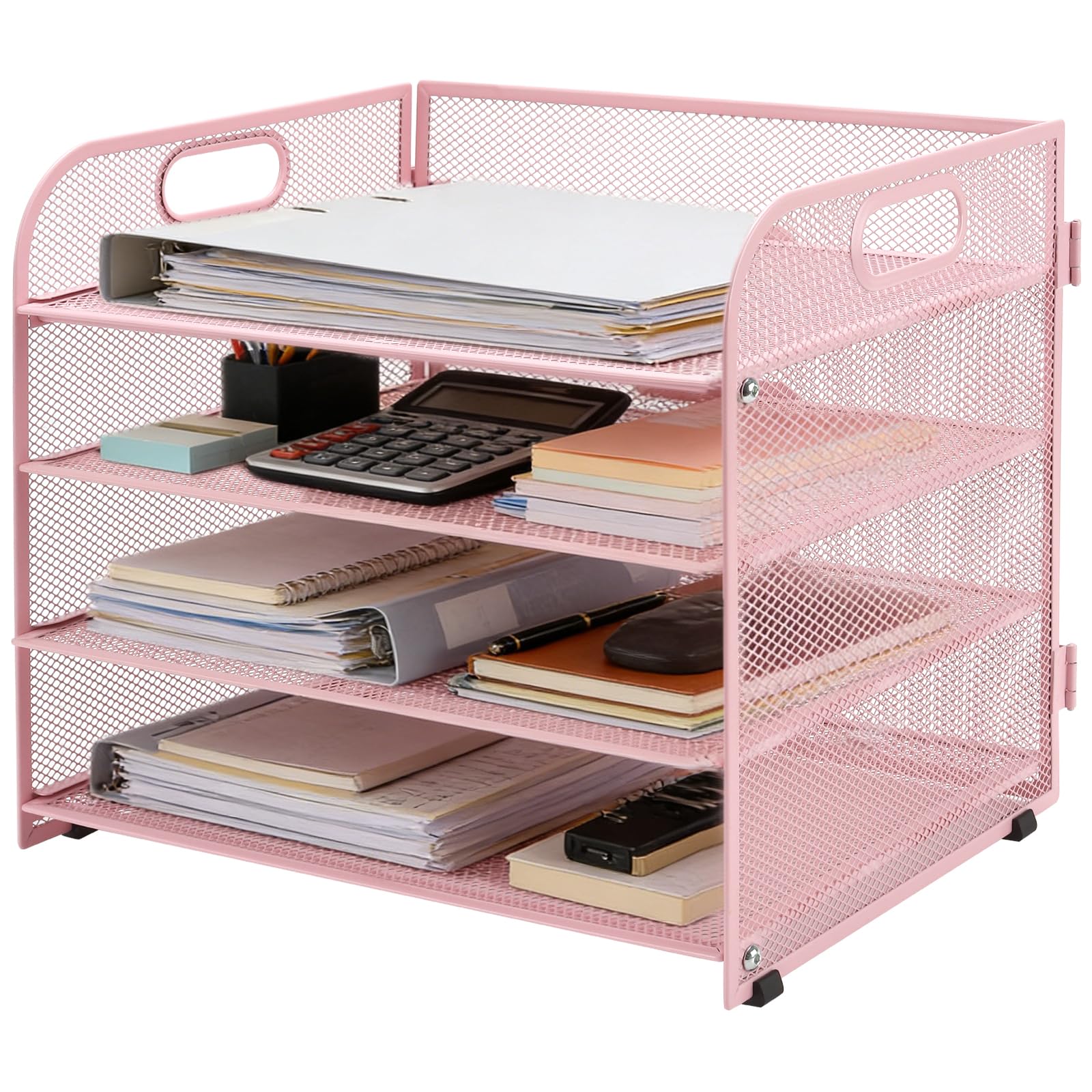 Bac à papier A4 compact à 4 étages en maille métallique pour trier vos fichiers