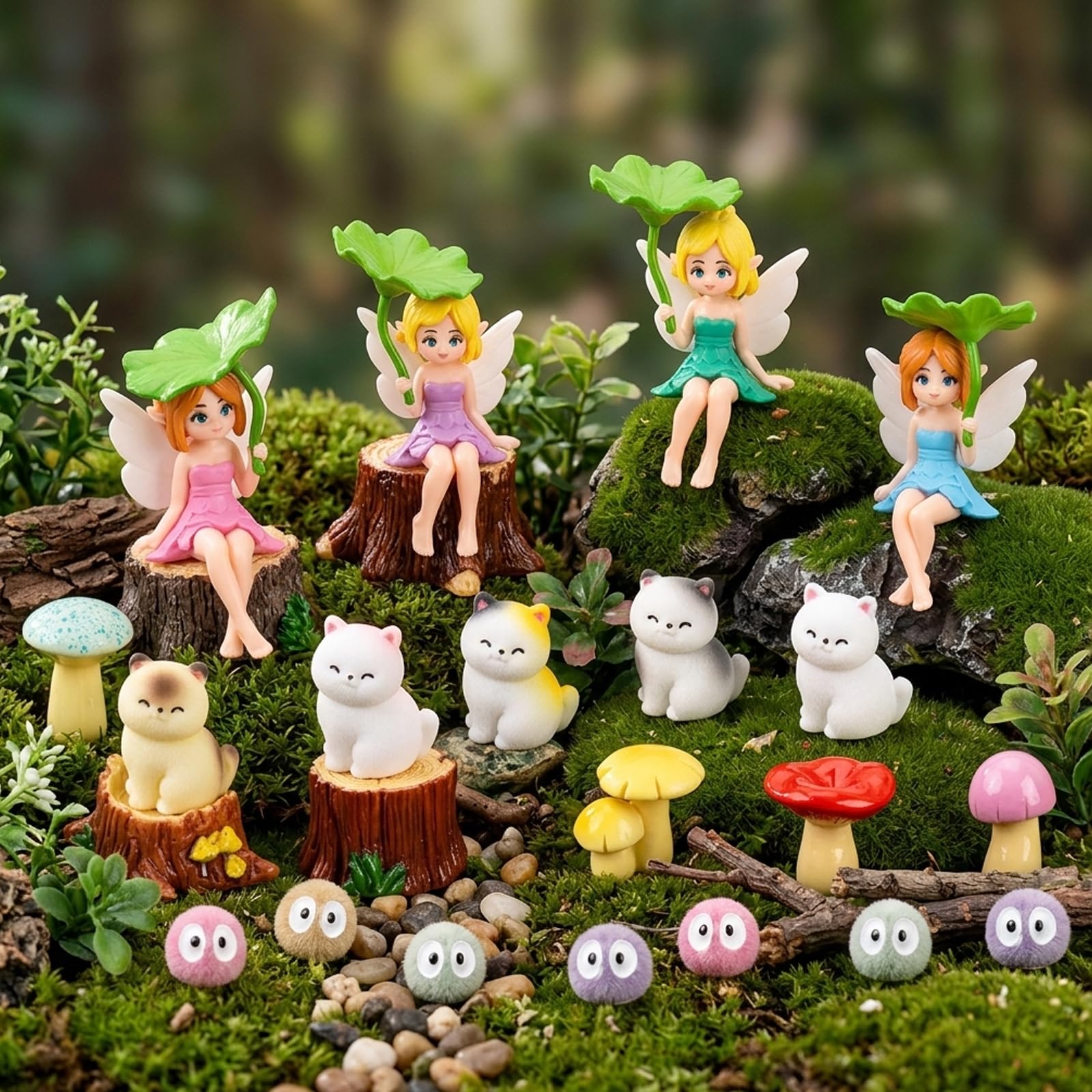 Fairy Garden Accessories, 21-Piece Set for Garden Fairies, Fairy Garden Kit with Decorative Pieces, Ideal for My Fairy Garden Creations and Outdoor Displays, Durable Materials for Long-Lasting Use