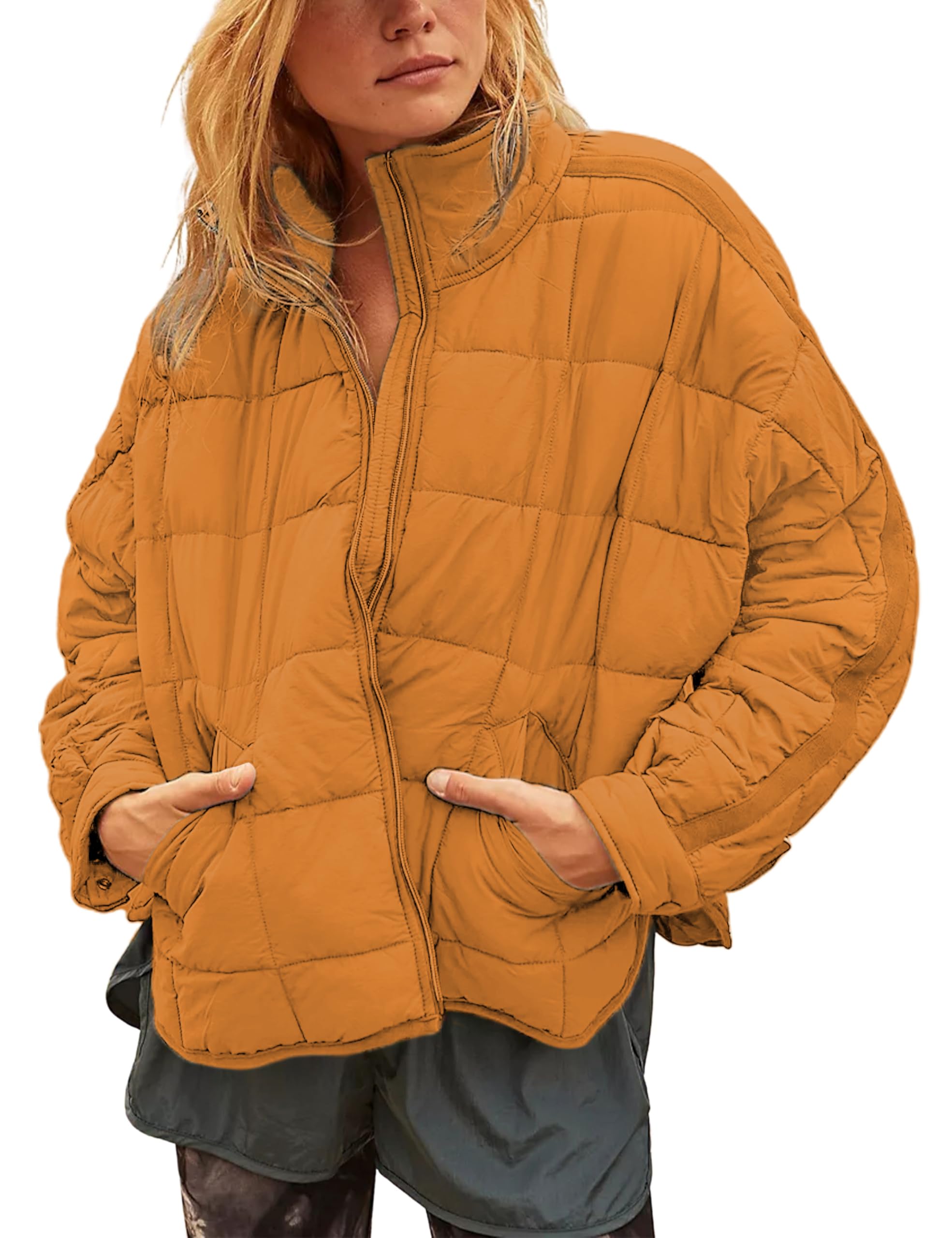 WatashiWomen's Packable Puffer Jacket Long Sleeve Full Zip Lightweight Quilted Coat
