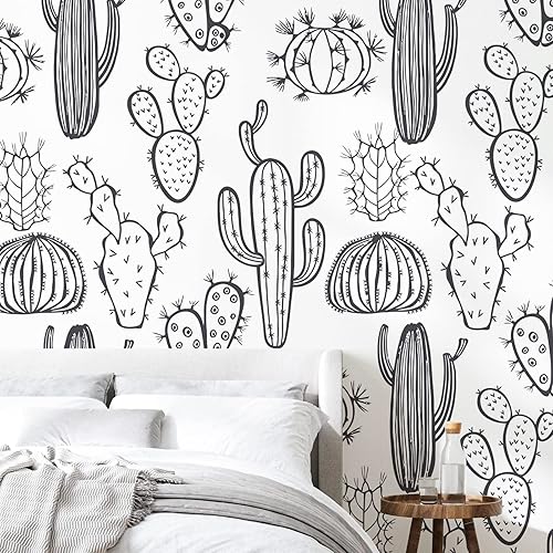 Miniatura 11 de Calcomanías de pared de cactus para despegar y pegar, calcomanías de pared de cactus de 11 x 35 pulgadas para dormitorio, calcomanías de pared
