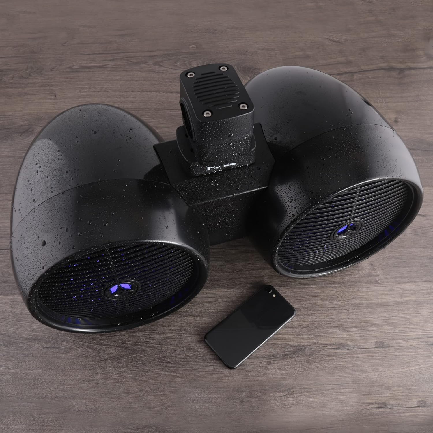 Pyle Dual Waterproof Off-Road Speakers - 8" 300W 2-Way Marine Wakeboard Tower Sound System w/LED Light, Full Range Outdoor Stereo Speaker for Car, ATV, UTV, Jeep, Boat, Includes Brackets (Black) - Image 8