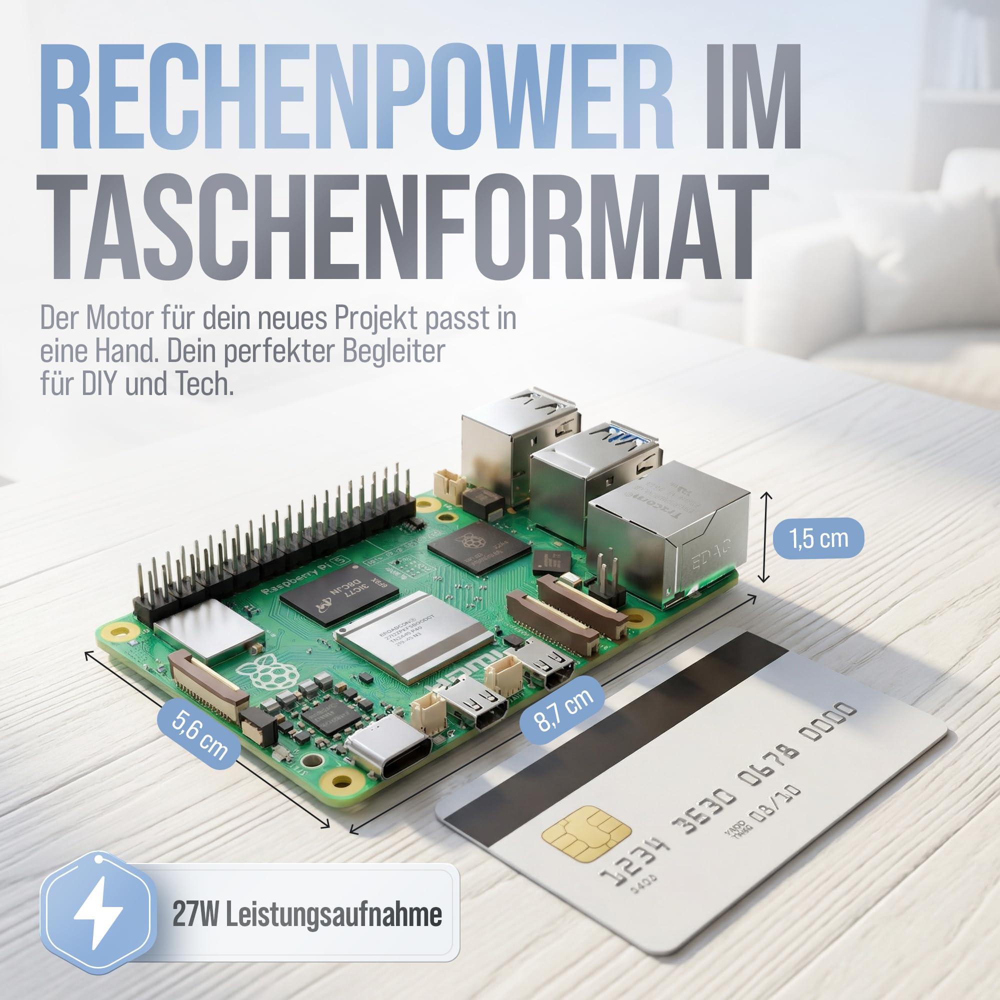 db-tronic Raspberry Pi 5 4GB Starter Set | 64GB Edition | Netzteil 27W | Gehäuse mit Lüfter | 4K Micro HDMI Kabel | Ideal für Smart Home, Retro Gaming & Home Assistant