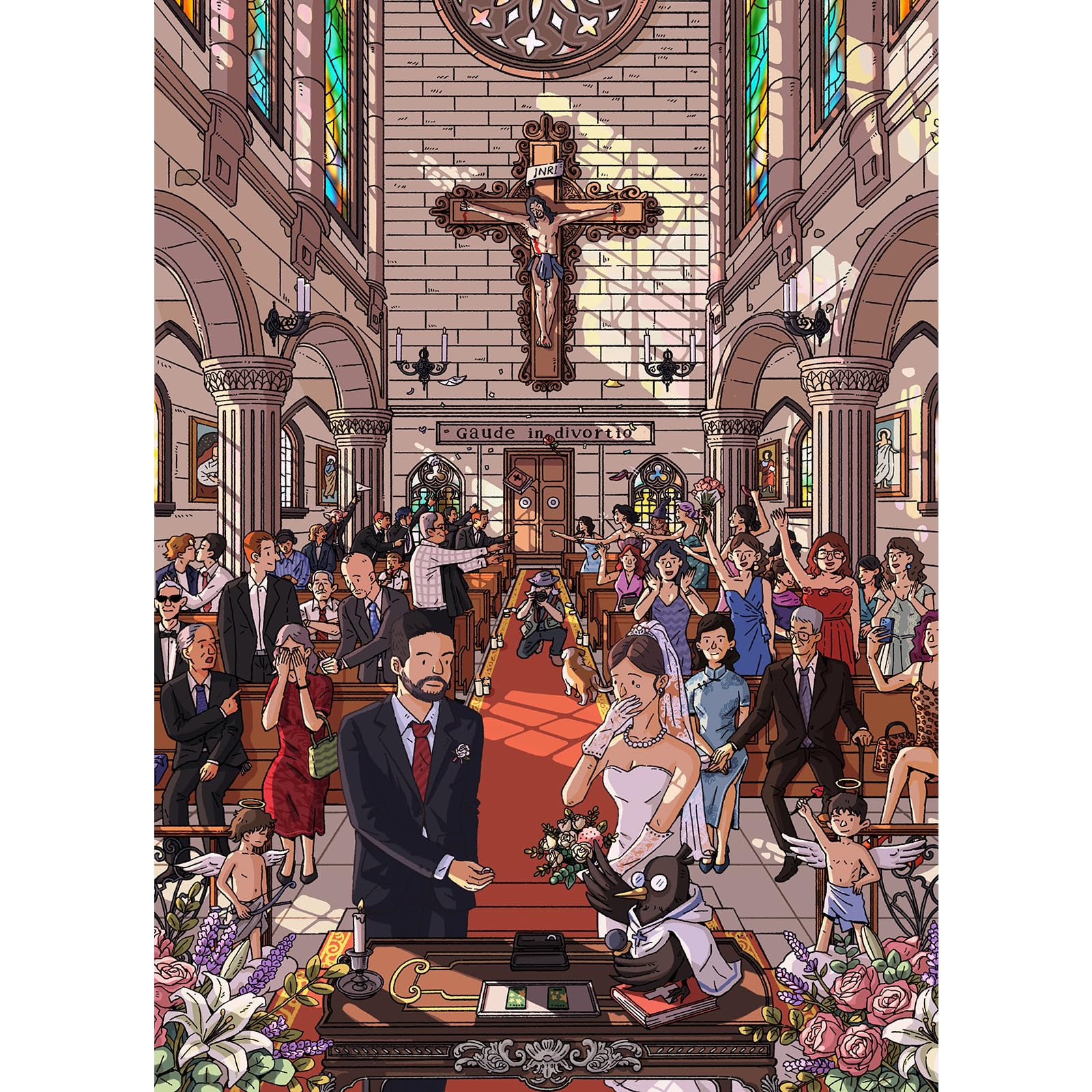 HUADADA Jigsaw Puzzles for Adults 1000 Pieces"Divorce Ceremony" Art Puzzle with Dark Humor Detailed Jigsaw Puzzle for Adults — image 1