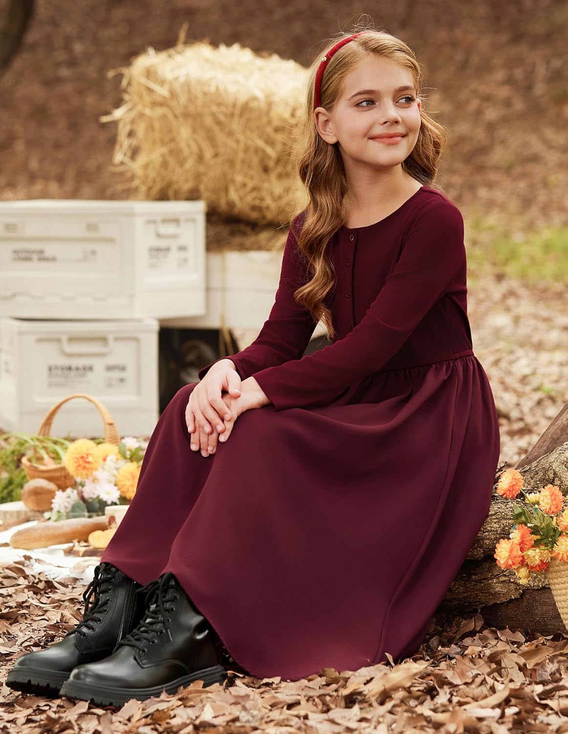 GRACE KARIN Girls Spring Long Sleeve Dresses Girl Casual Maxi Dress with Pockets Kids Formal Party Dress - Image 5