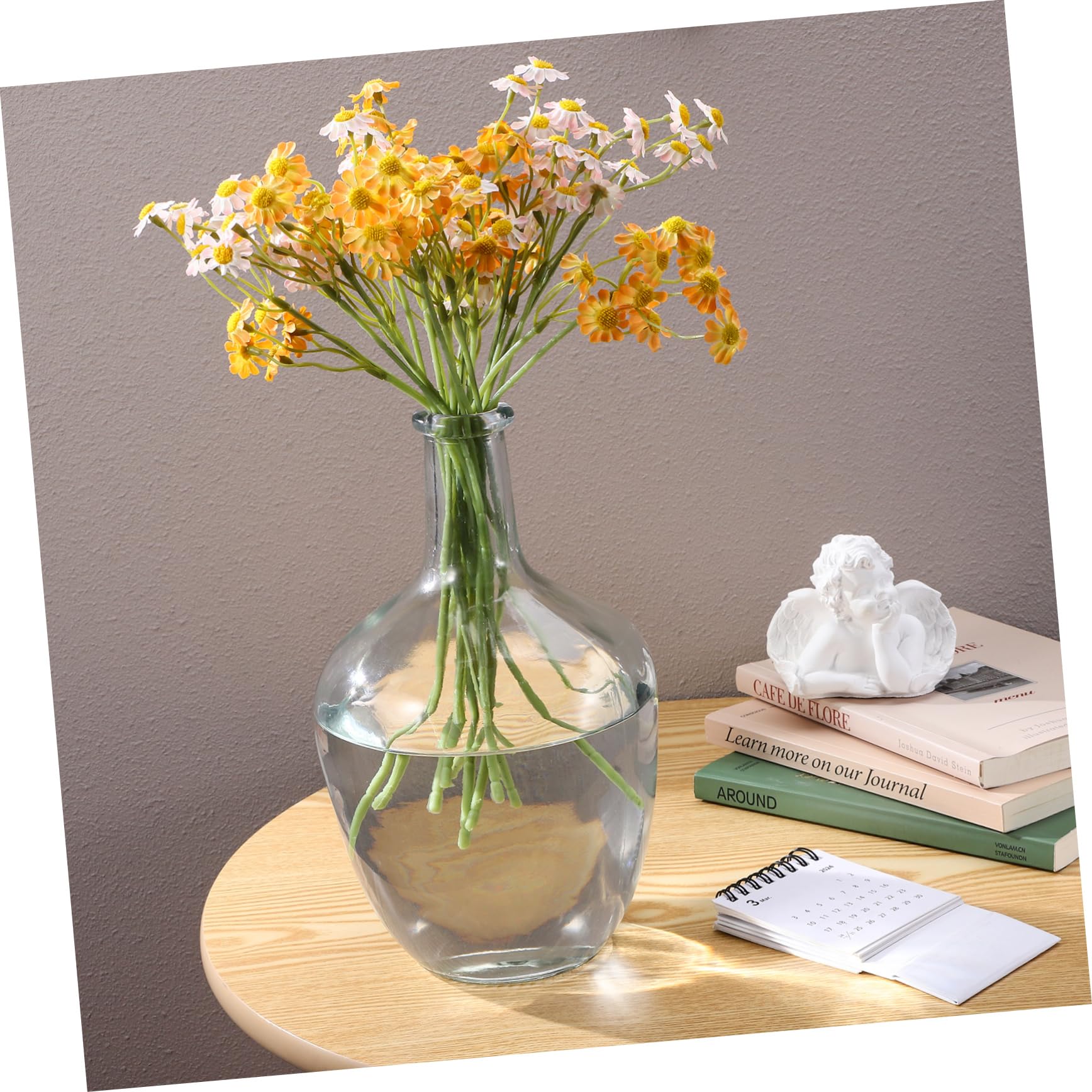 Jarrón de Decorativo con Cuello Estrecho para Arreglos Base Estable para Bodas y Decoración del Jarrón Transparente para de Mesa