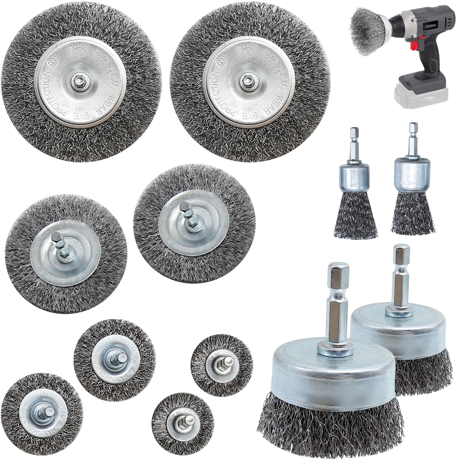 EMSea Lot De 5 Brosses Métalliques De 12 Mm Pour Perceuse Tige De 6 Mm Brosse Ronde En Acier Inoxydable Pièce De Rechange Pour Le Nettoyage Le Polissage L'élimination De La Rouille