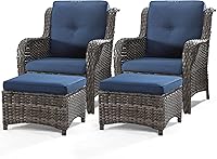 Vista 60 de Juego de 2 sillas de patio giratorias de 360 grados para exteriores y mesa auxiliar a juego – 3 sillas deslizantes de mimbre para patio con cojines