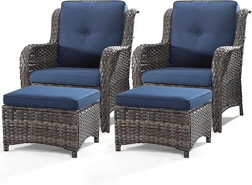 Miniatura 60 de Juego de 2 sillas de patio giratorias de 360 grados para exteriores y mesa auxiliar a juego – 3 sillas deslizantes de mimbre para patio con cojines