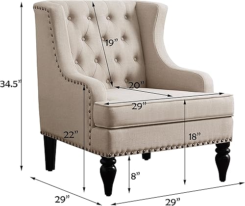 Miniatura 2 de Rosevara Emmie - Sillas decorativas para sala de estar, sillón tapizado, tela de lino, cómodo asiento de lectura para sala de estar, dormitorio,